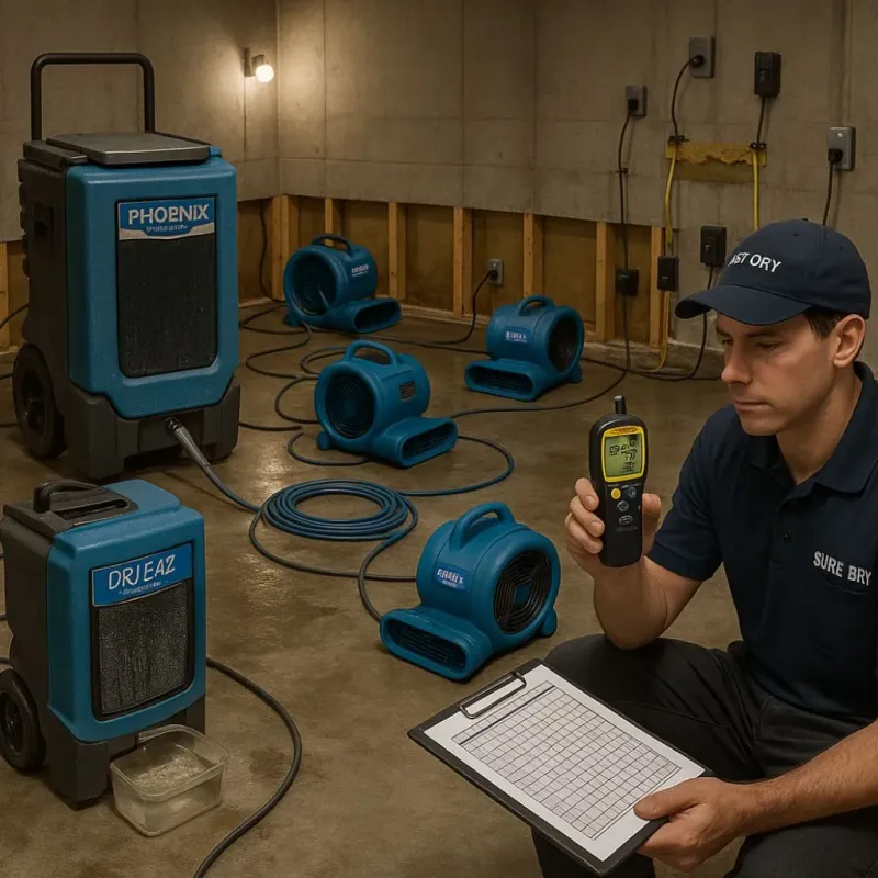 Structural Drying and Dehumidification process in Shorewood Hills, WI
